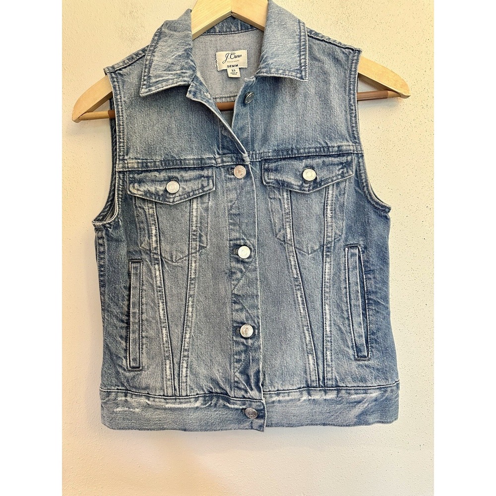 J. Crew Denim Vest XS 90s Y2K Grunge Summer Festival - Picture 9 of 13
